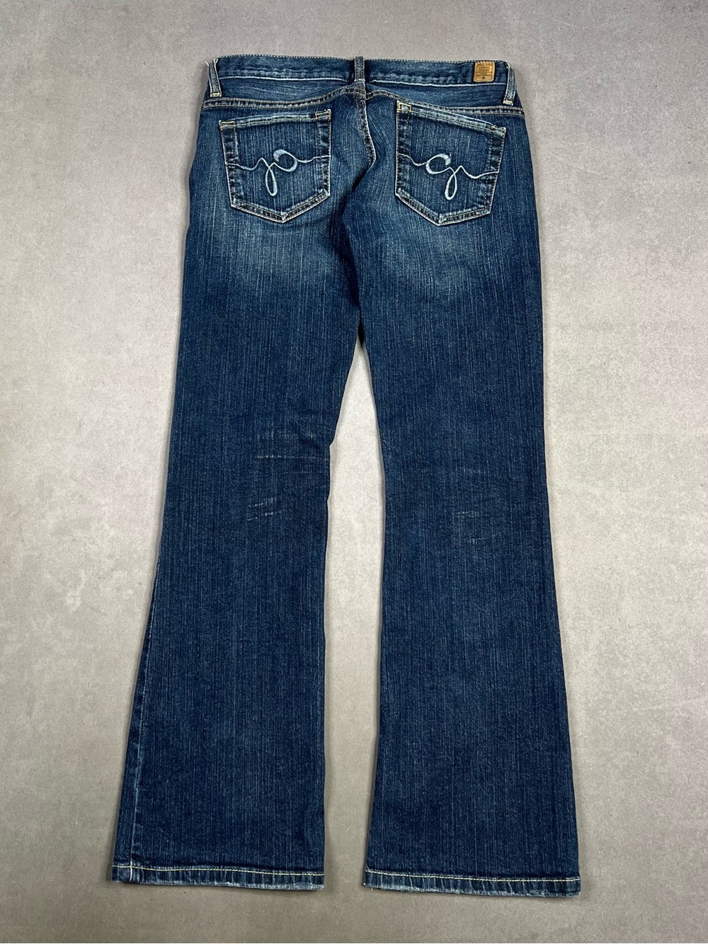 Guess Low Rise Dark Blue Flare Jeans with Embroidered Back Pockets Y2K